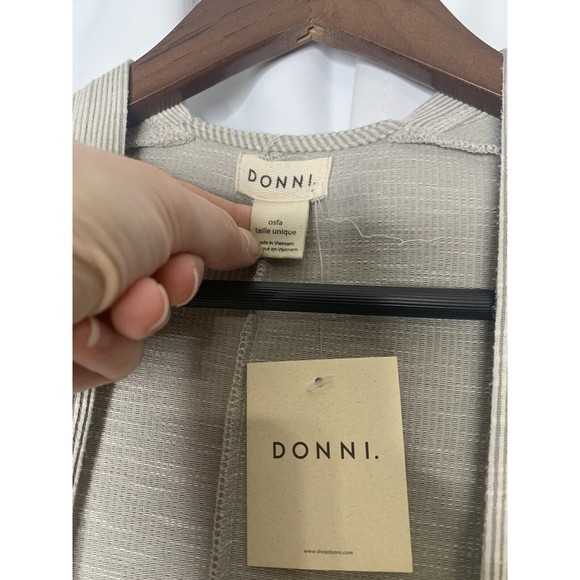 Sold Anthropologie NWT Donni One Size Micro Stripe Cardigan Gray Pocket - Picture 3 of 6